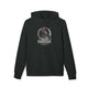Sweat à capuche noir en coton biologique avec une illustration de corbeau et des roses.