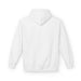 Vue arrière d'un sweat à capuche blanc uni pour femme avec une coupe décontractée.