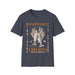 T-shirt gris foncé pour homme avec une illustration de poissons et pains et le texte Les Maths de Dieu.