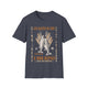 T-shirt gris foncé pour homme avec une illustration de poissons et pains et le texte Les Maths de Dieu.
