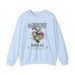 Sweat-shirt bleu clair à col rond avec une illustration de cœur floral et un texte religieux.