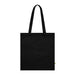 Tote bag noir en coton biologique avec de longues anses pour un porté épaule.