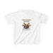 T-shirt blanc pour enfant avec une illustration de cerf et le texte biblique Psaume 42:2.