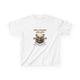 T-shirt blanc pour enfant avec une illustration de cerf et le texte biblique Psaume 42:2.