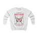 Sweat-shirt blanc pour enfant avec un motif de papillon et un texte religieux en français.