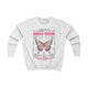 Sweat-shirt blanc pour enfant avec un motif de papillon et un texte religieux en français.