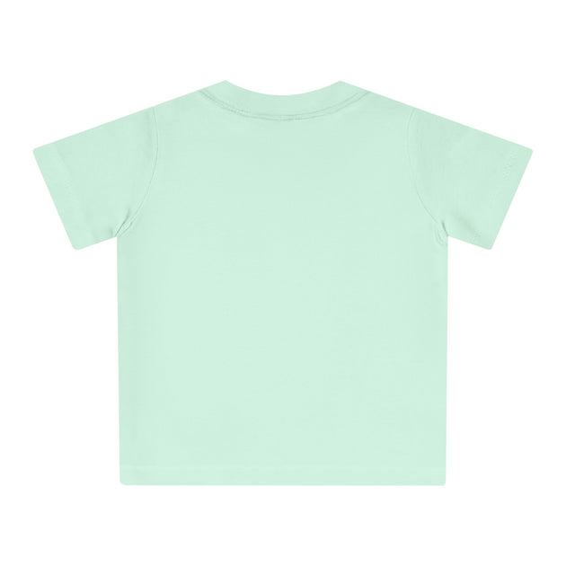 T-shirt pour bébé de couleur vert menthe clair, vu de dos.