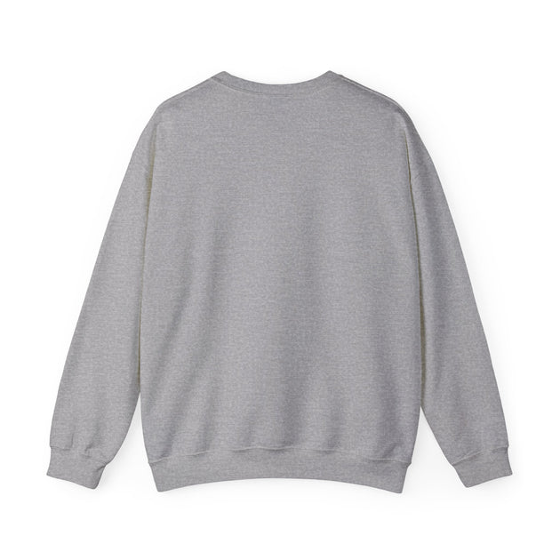 Vue arrière d'un sweatshirt gris à col rond en tissu mélangé.