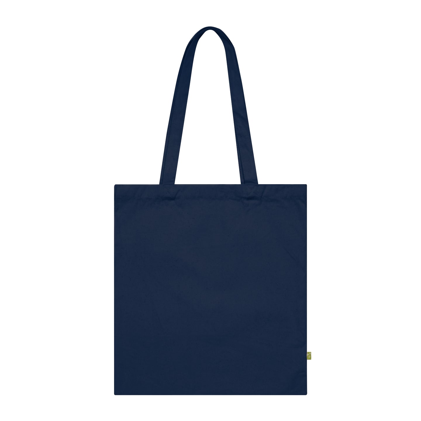 Un sac fourre-tout en coton biologique bleu marine avec de longues anses.