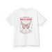 T-shirt blanc pour enfant avec un motif de papillon et un texte religieux en français.