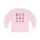 T-shirt rose à manches longues avec une illustration de fruits et le texte Fruit de l'Esprit.