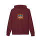 Sweat à capuche bordeaux en coton biologique avec le motif graphique Jésus est mon superhéros.