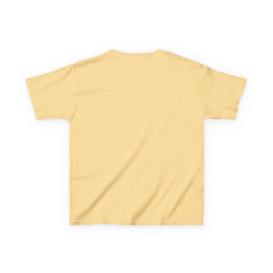 T-shirt pour enfant de couleur jaune pâle vu de dos.