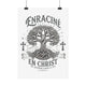 Affiche murale monochrome représentant un arbre de vie avec des croix et le texte biblique.