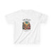 T-shirt blanc pour enfant avec une illustration de désert et un verset biblique en français.