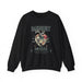 Sweat-shirt noir à col rond avec une illustration de cœur floral et des inscriptions en français.