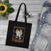 Tote bag noir en coton biologique orné d'une illustration religieuse sur le thème des pains.