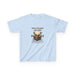 T-shirt bleu clair pour enfant avec une illustration de cerf et le texte Comme le cerf soupire.