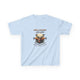 T-shirt bleu clair pour enfant avec une illustration de cerf et le texte Comme le cerf soupire.