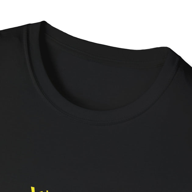 T-shirt noir à col rond avec l'inscription Jésus est mon superhéros en style bande dessinée.