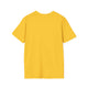 T-shirt jaune à manches courtes pour femme, présenté de dos sur un fond blanc.