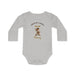Body bébé gris chiné manches longues, motif David Héros de la Bible, prénom Thierry personnalisable.