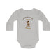 Body bébé gris chiné manches longues, motif David Héros de la Bible, prénom Thierry personnalisable.