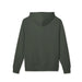 Vue arrière d'un sweat à capuche uni de couleur vert foncé.