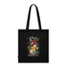 Tote bag noir en coton biologique orné d'un bouquet de fleurs et de l'inscription Créé avec un objectif.