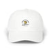 Casquette blanche en coton avec un motif brodé représentant un poisson et un message religieux.