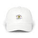 Casquette blanche en coton avec un motif brodé représentant un poisson et un message religieux.