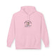 Sweat à capuche rose pour femme avec une illustration de poisson et un texte religieux.