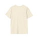 T-shirt femme beige chiné à manches courtes, présenté de dos sur un fond blanc.