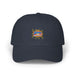 Casquette bleu marine avec un écusson brodé coloré portant l'inscription Jésus est mon Superhéros.