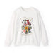 Sweat-shirt blanc pour femme orné d'un bouquet de fleurs vintage et de l'inscription Créé Objectif.
