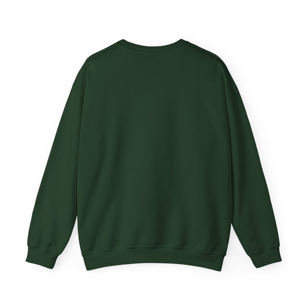 Sweat-shirt à col rond pour homme de couleur vert foncé, présenté de dos sur fond blanc.