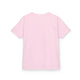 T-shirt pour enfant de couleur rose pâle vu de dos, en coton à col rond.