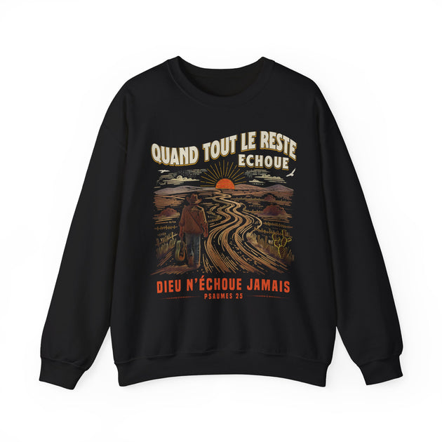 Sweat-shirt noir pour homme avec une illustration de cowboy et un message chrétien en français.
