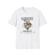 T-shirt blanc pour femme avec une illustration de cœur floral et le texte Magnifiquement brisée.