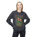 Sweat-shirt gris foncé pour femme avec un motif de paon et le texte Mais soyez transformés.