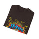 T-shirt noir pour homme avec un motif style bande dessinée représentant une couronne d'épines.