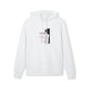Sweat à capuche blanc pour homme avec une illustration religieuse et du texte en français.