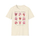 T-shirt beige en coton orné d'illustrations aquarelles de fruits et de rubans avec texte.