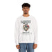 Sweatshirt blanc pour homme avec motif cœur anatomique fleuri et texte Magnifiquement Brisé.