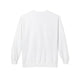 Vue arrière d'un sweatshirt blanc à manches longues avec une coupe décontractée.