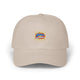Casquette beige en coton avec un écusson brodé coloré Jesus est mon Superhéros sur le devant.
