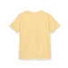 T-shirt pour enfant de couleur jaune pâle vu de dos.