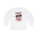 T-shirt blanc à manches longues avec un motif floral et l'inscription Dieu est bon en tout temps.