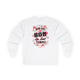 T-shirt blanc à manches longues avec un motif floral et l'inscription Dieu est bon en tout temps.