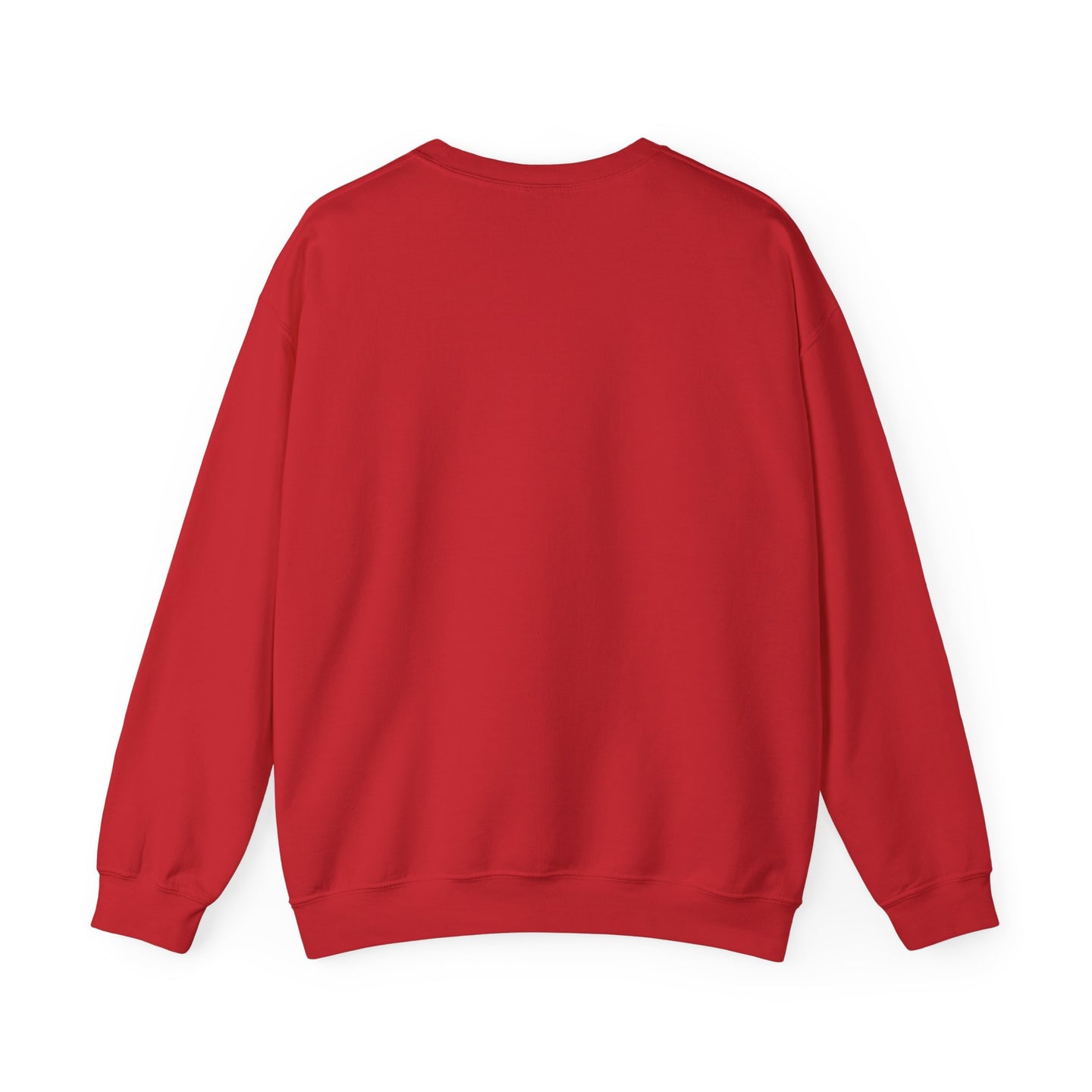 Vue arrière d'un sweatshirt rouge à col rond pour homme.